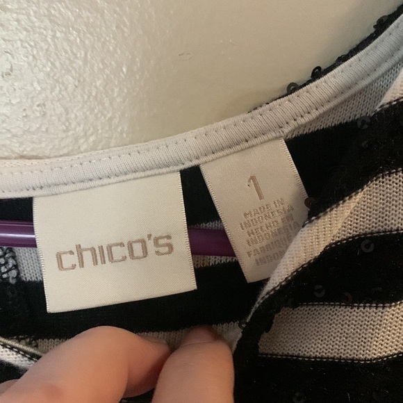 Chicos Cold‎ Shoulder Sequined Top | 1 - Picture 3 of 5